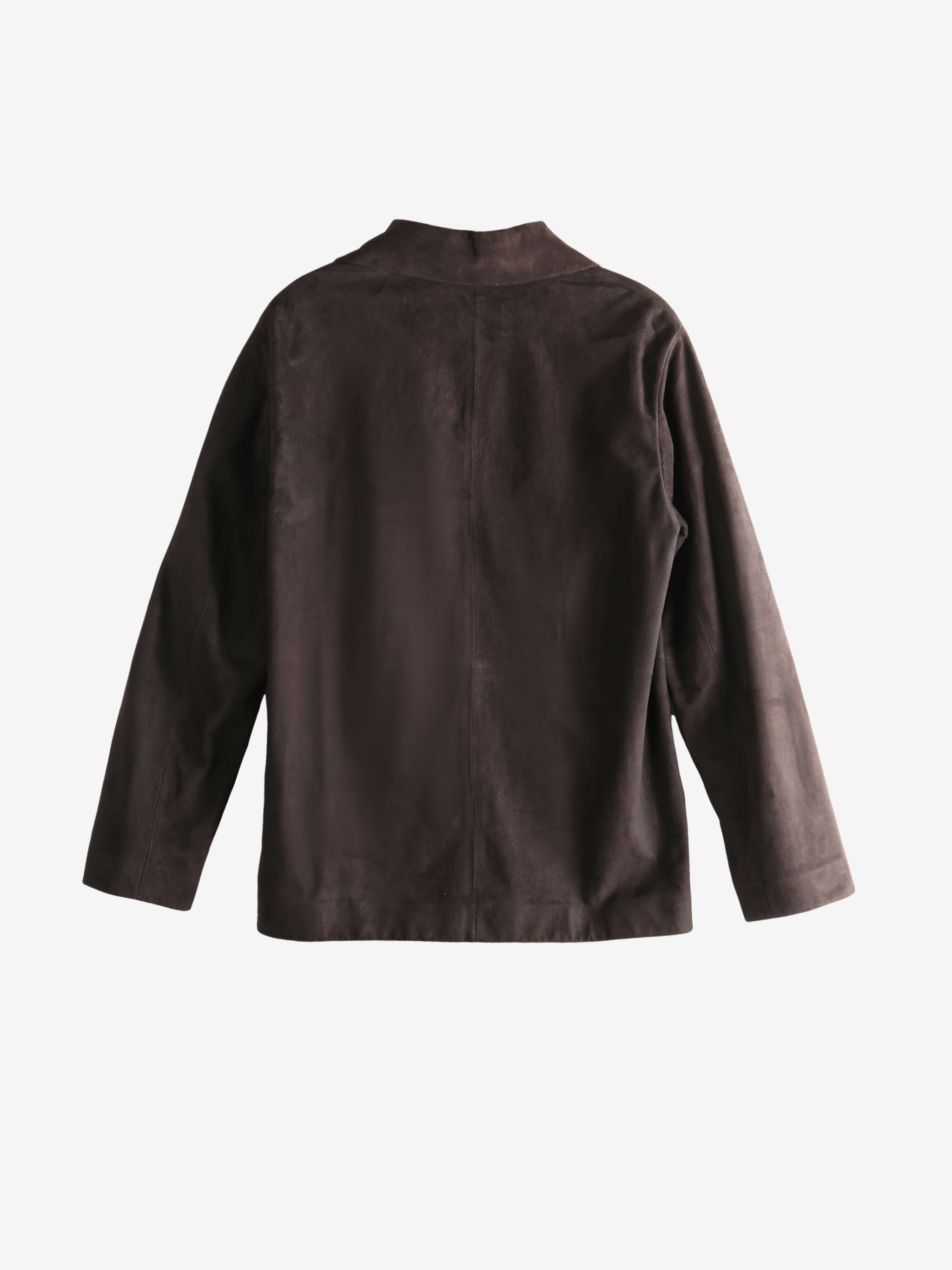 Brown jacket, showing texture of the sheepskin leather fabric