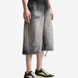 Grey shorts, full body view
