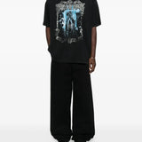 Black t-shirt, full body view