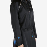 Black hoodie worn by a person, showing the hoodie's fit