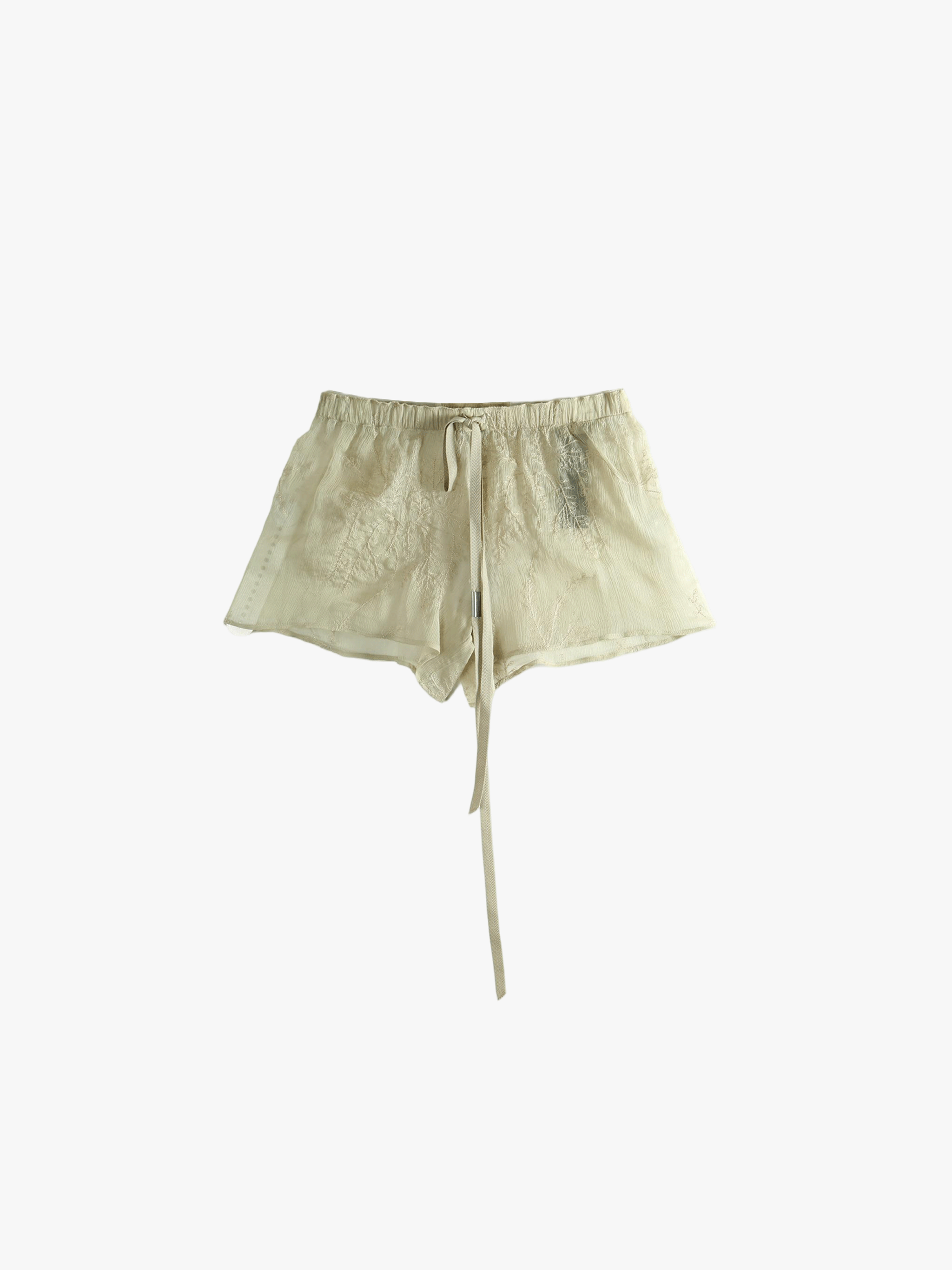 Tan shorts, front view