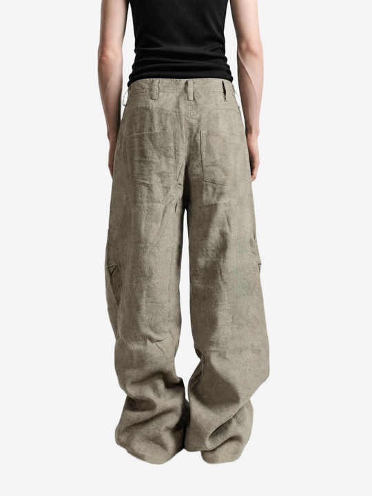 Green jeans, full body view