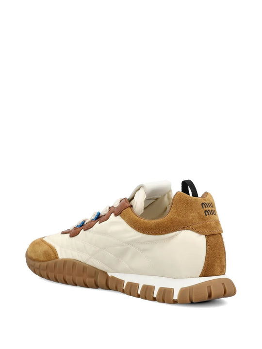 Tan shoes, side view
