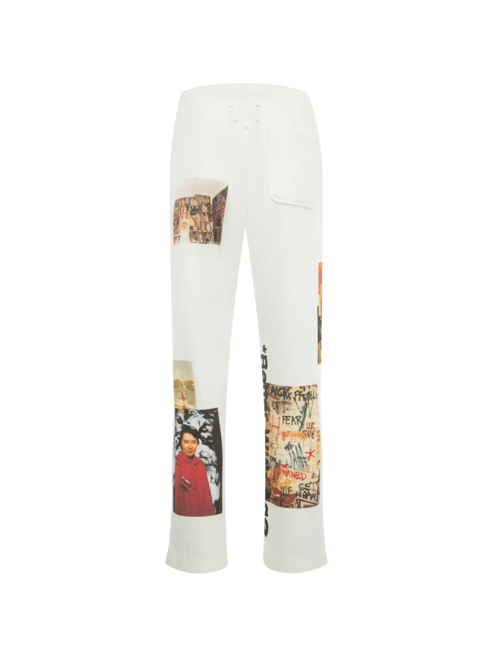 White pants, back view