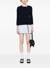 THOM BROWNE - Women Jersey Stitch 3/4 Sleeve Crew Neck Pullover  W/4 Bar Intarsia