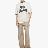 Tan t-shirt, full body view
