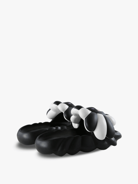 Black sandals, back view