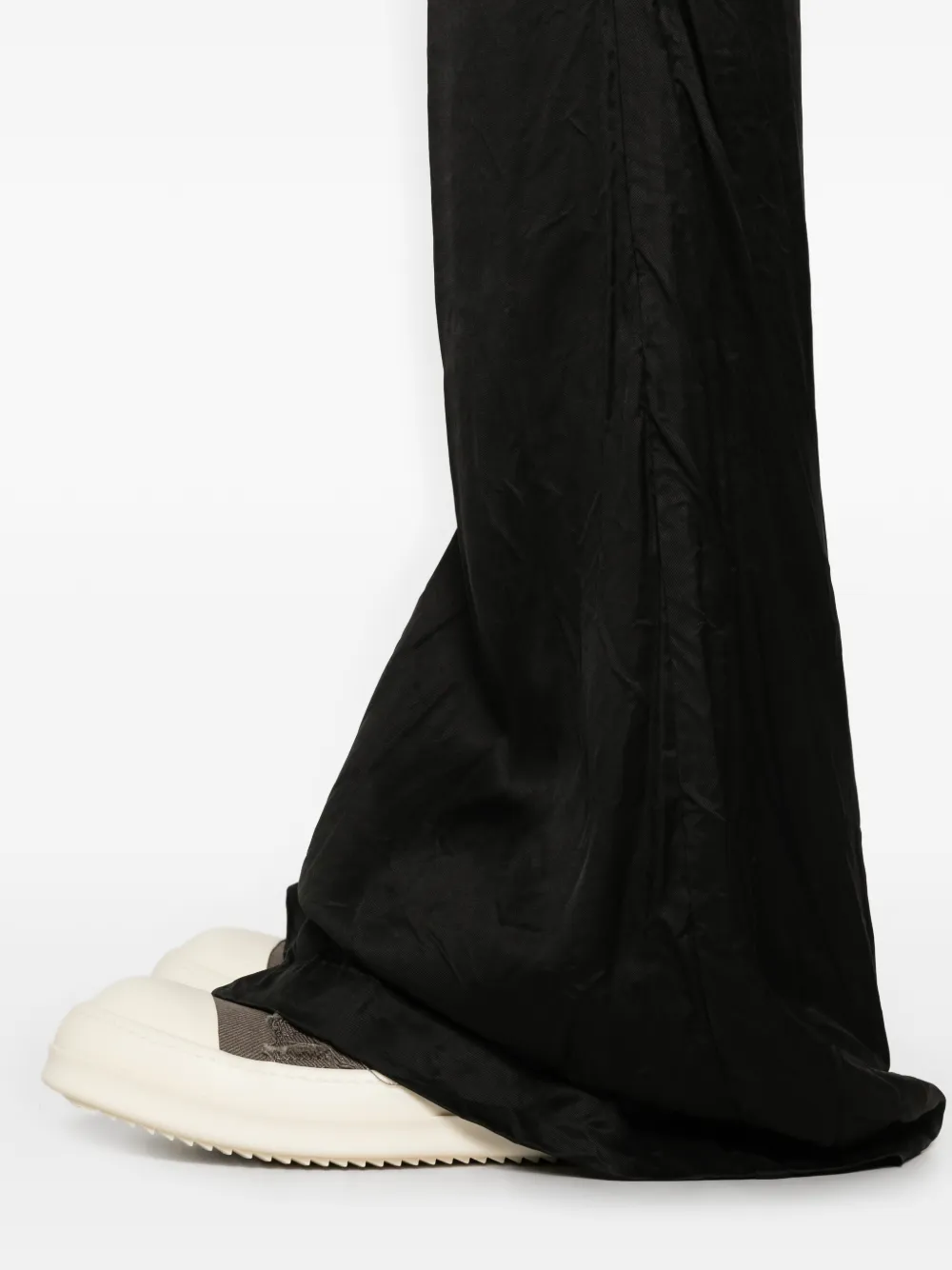 Close up of Black pant, showing texture of the cotton fabric