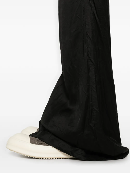 Close up of Black pant, showing texture of the cotton fabric