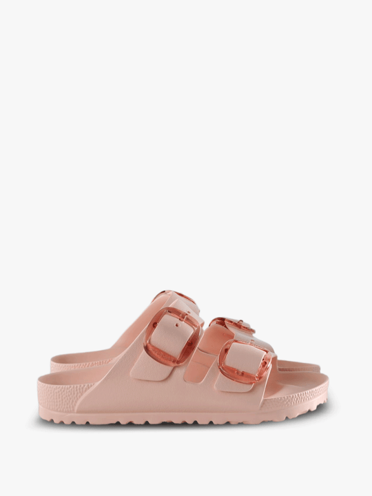 Pink sandals, side view