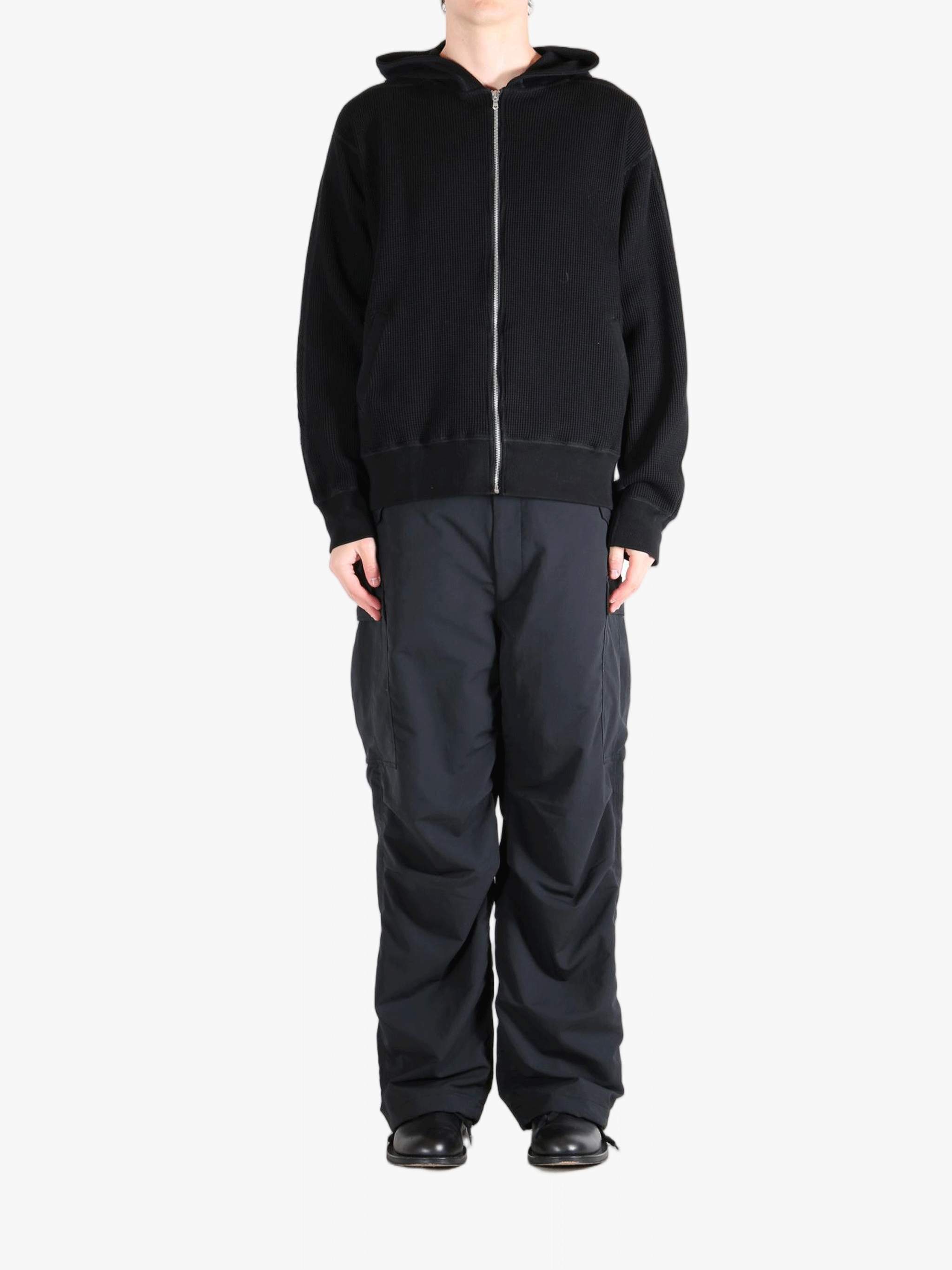 Black hoodie, full body view