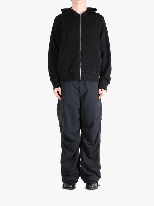 Black hoodie, full body view