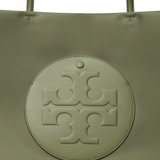 Close up of green bag, showing texture of the Recycled polyester fabric