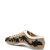 Tan shoes, side view