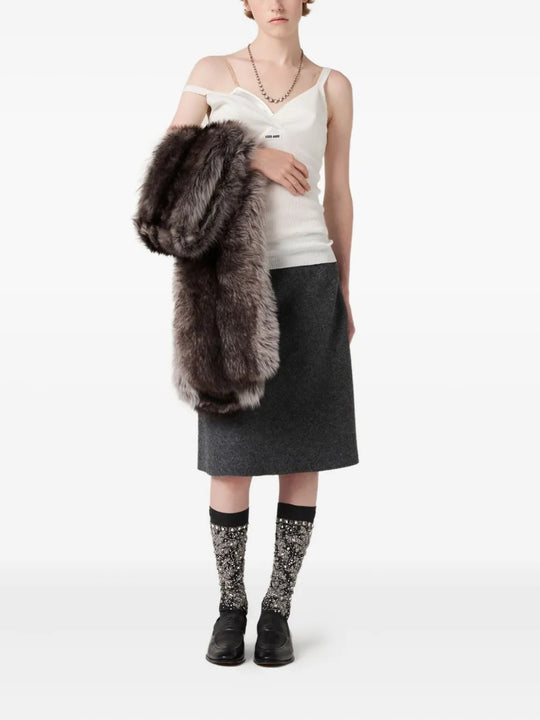 White knitwear, full body view