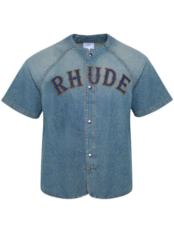 RHUDE Men Baseball Denim Shirt