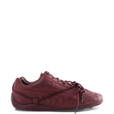Burgundy shoes, side view