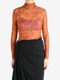 DRIES VAN NOTEN - Women Mesh Print Turtleneck Top