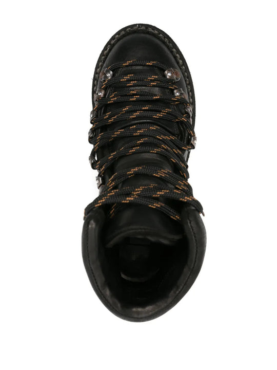 Close up of Black boots, showing detail