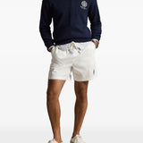 Navy hoodie, full body view