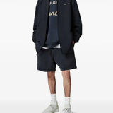 Black shorts, full body view