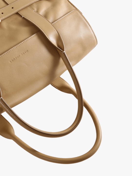 Tan bag, front view