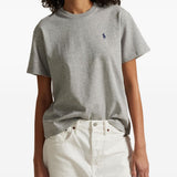 Gray t-shirt worn by a person, showing the t-shirt fit