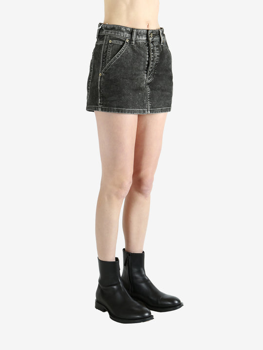 grey skirt worn by a person, showing the skirt fit