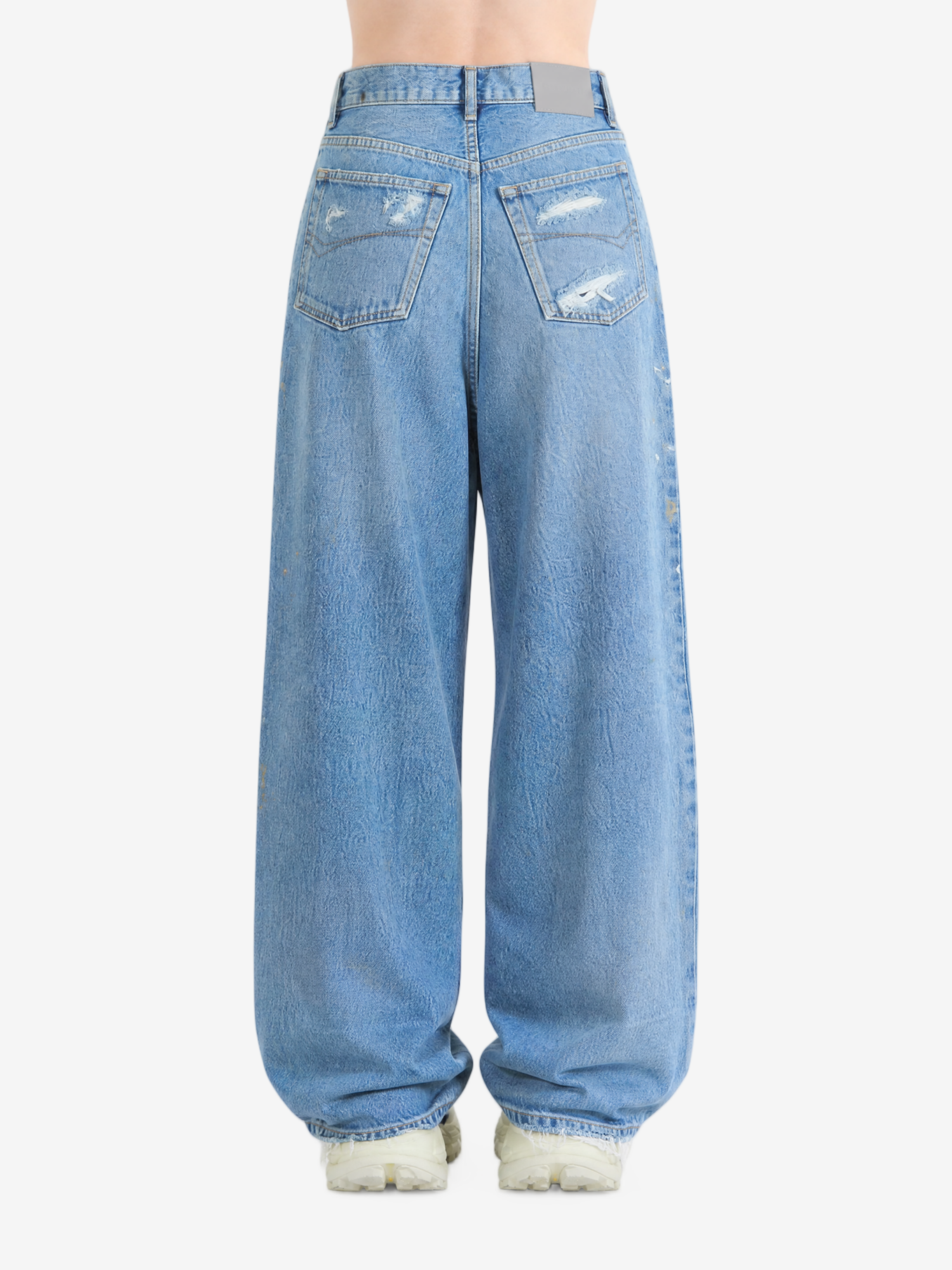Blue pants, full body view