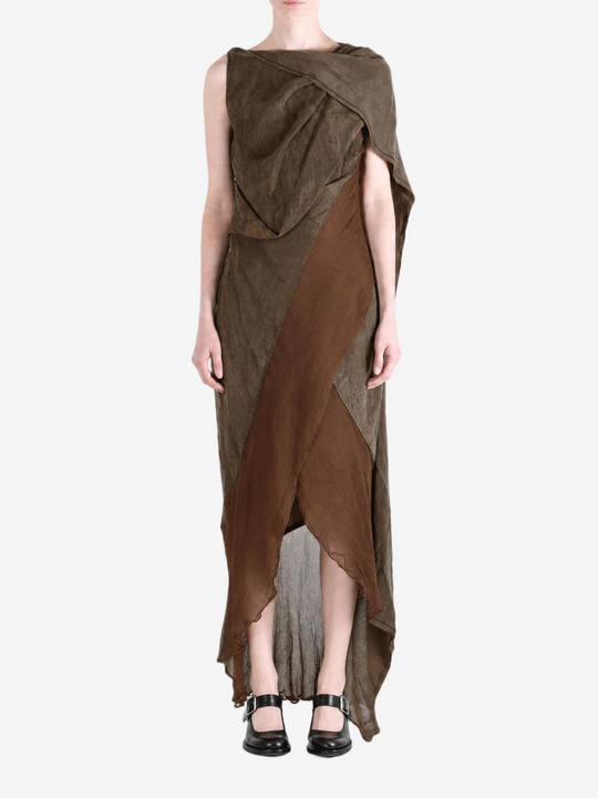 Brown dress, full body view