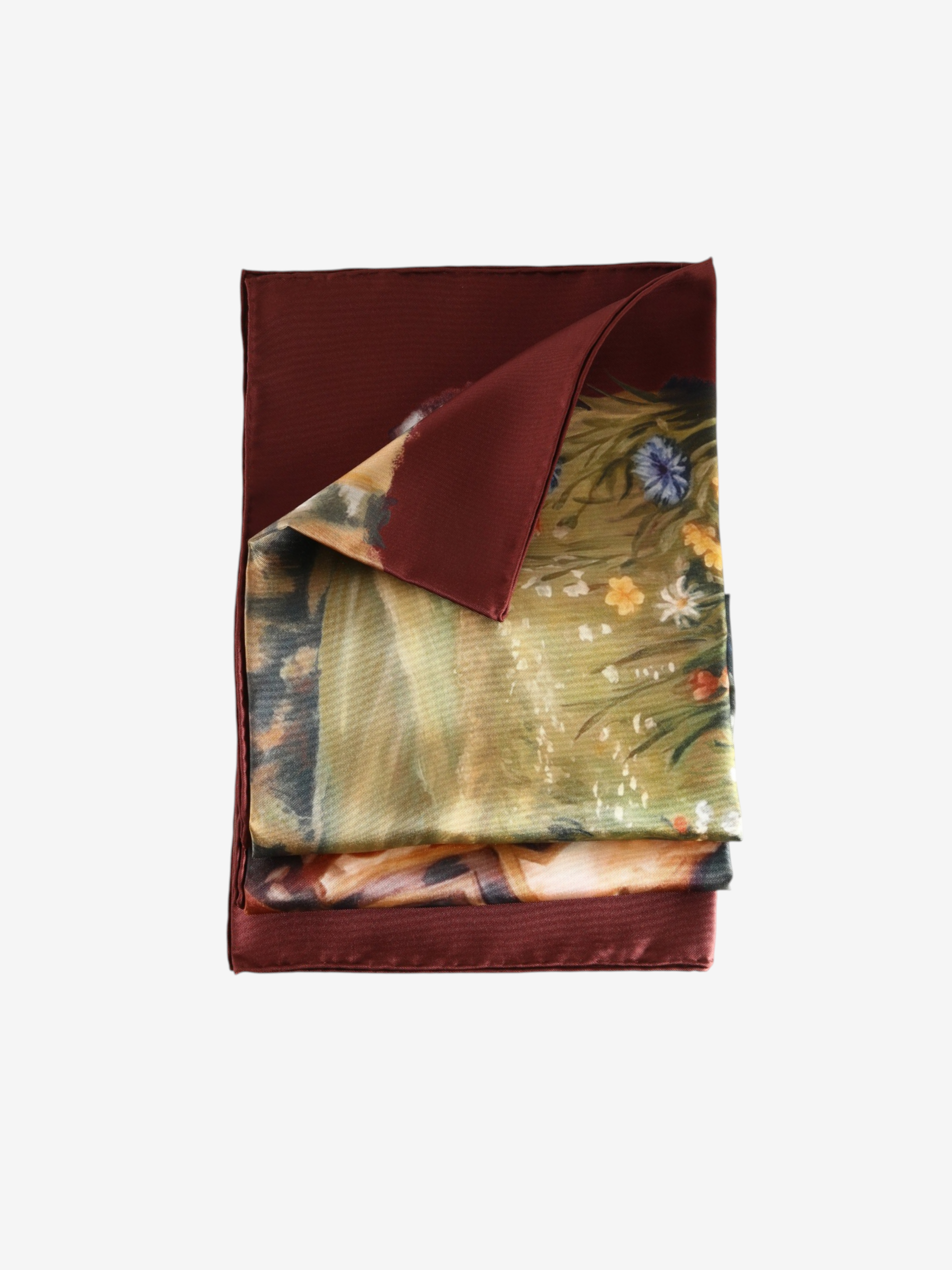 Burgundy scarf, back view