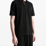 Black t-shirt, full body view