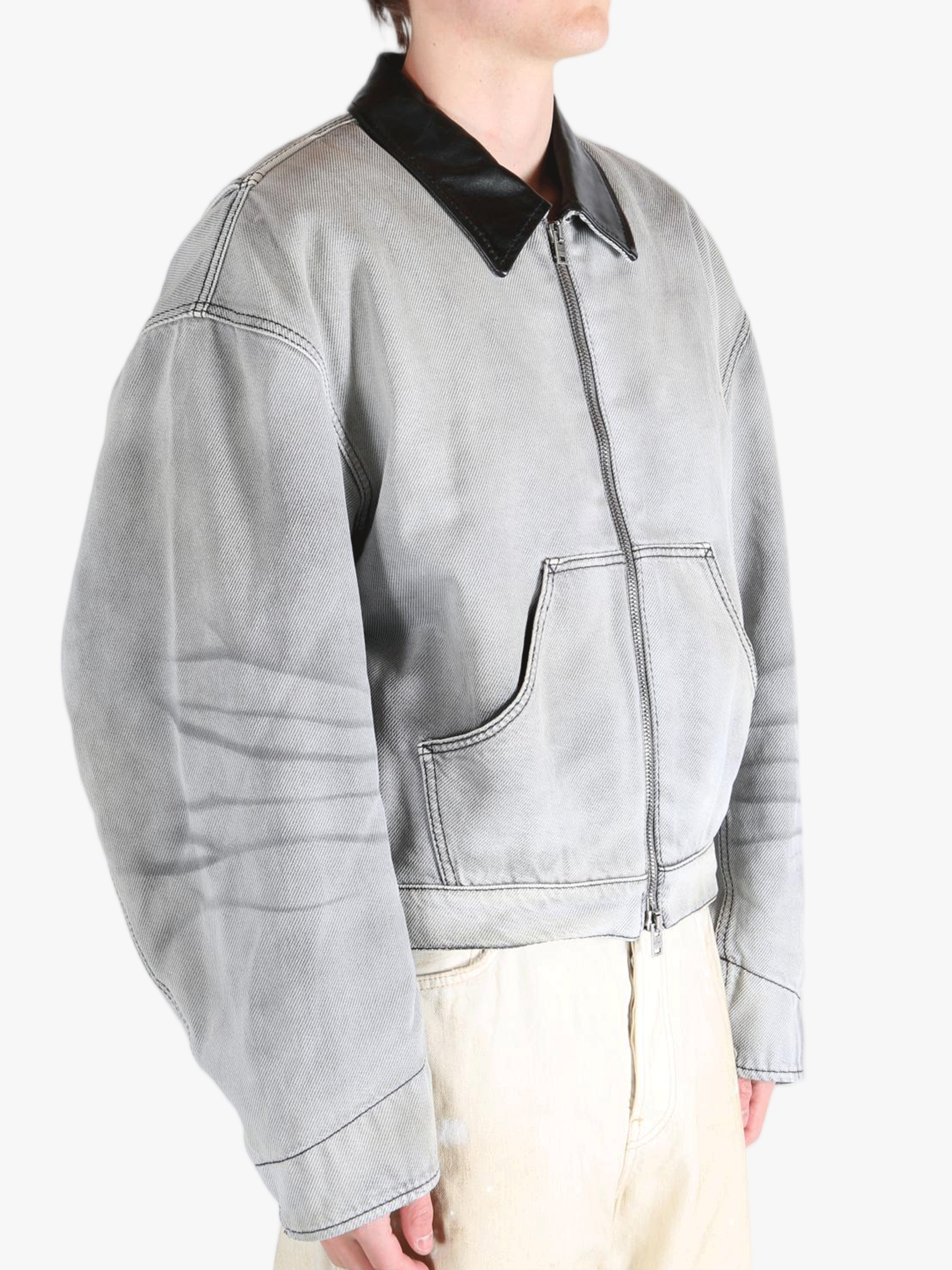 White jackets worn by a person, showing the jackets fit