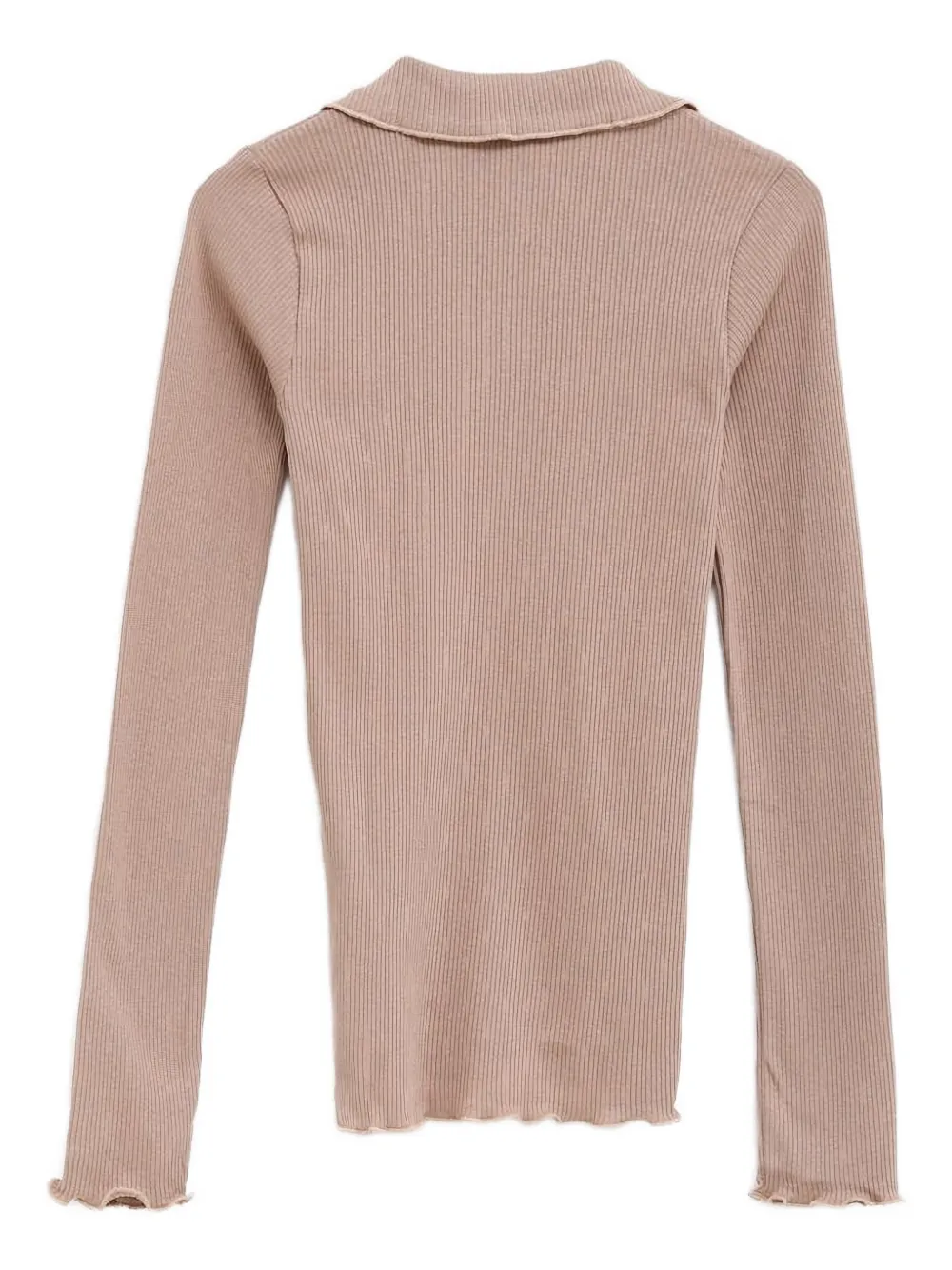 brown shirt, back view