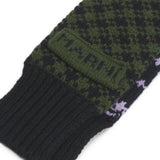 Close up of Green scarf, showing texture of the 100% wool fabric