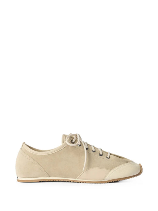 Tan shoes, side view