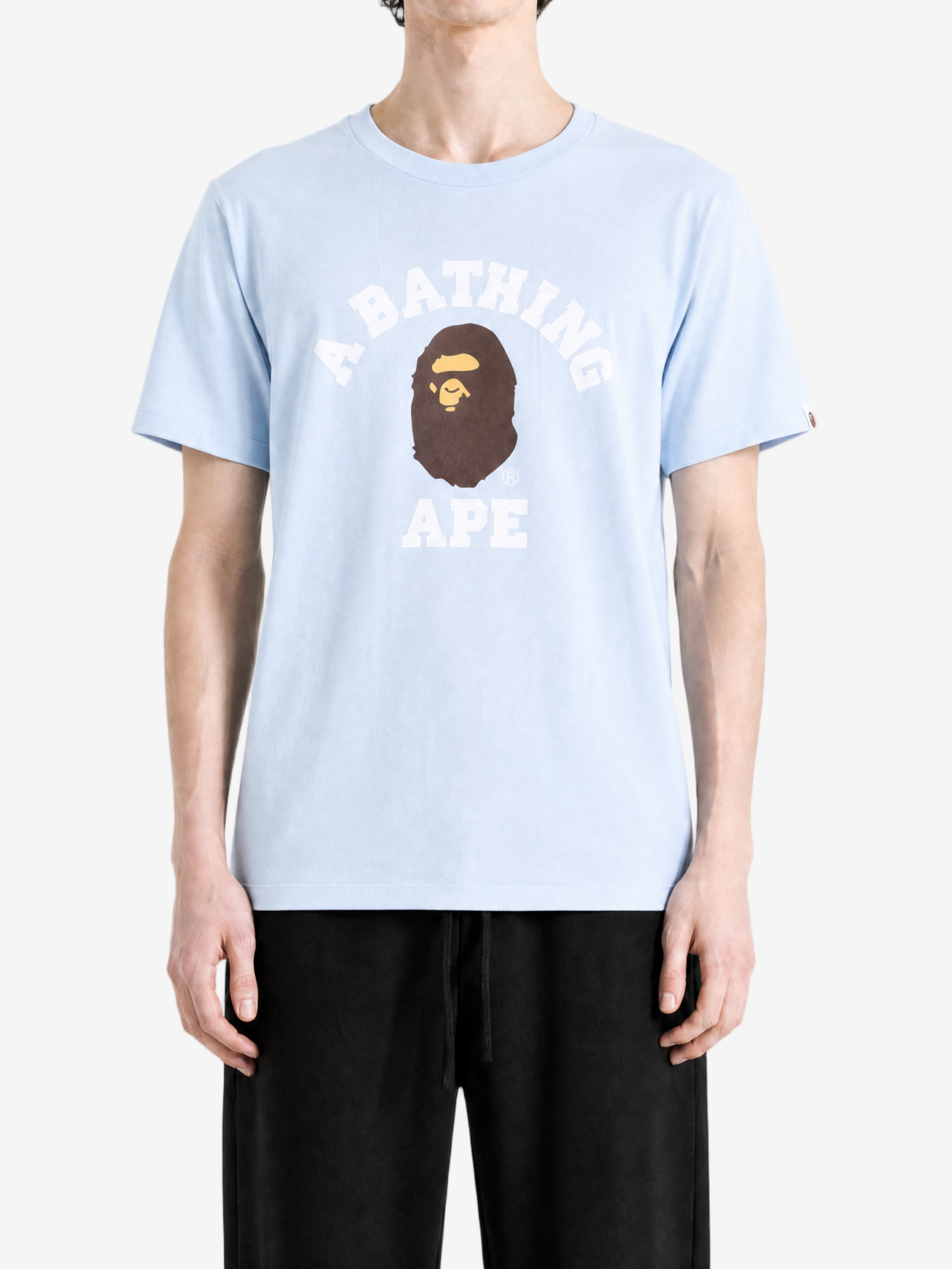 Blue t-shirt, full body view