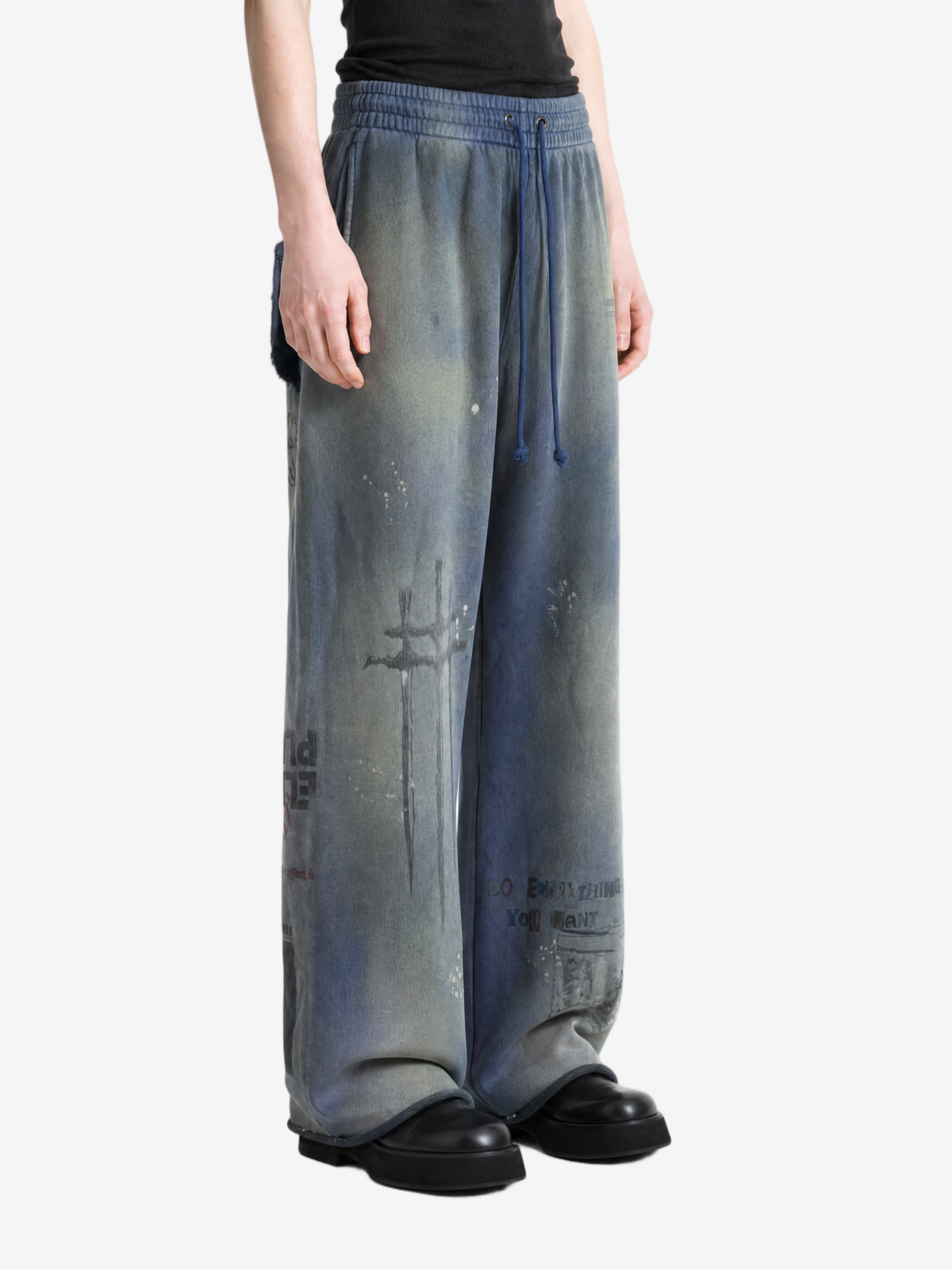 Blue pants, full body view