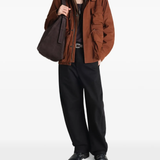 Brown jackets-coats, full body view