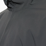 Close up of grey jacket, showing texture of the Nylon fabric
