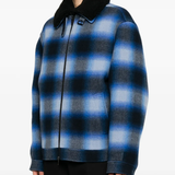 Blue jacket worn by a person, showing the jacket fit