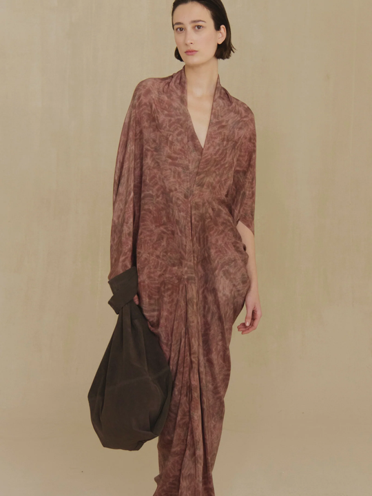 Burgundy dress, full body view