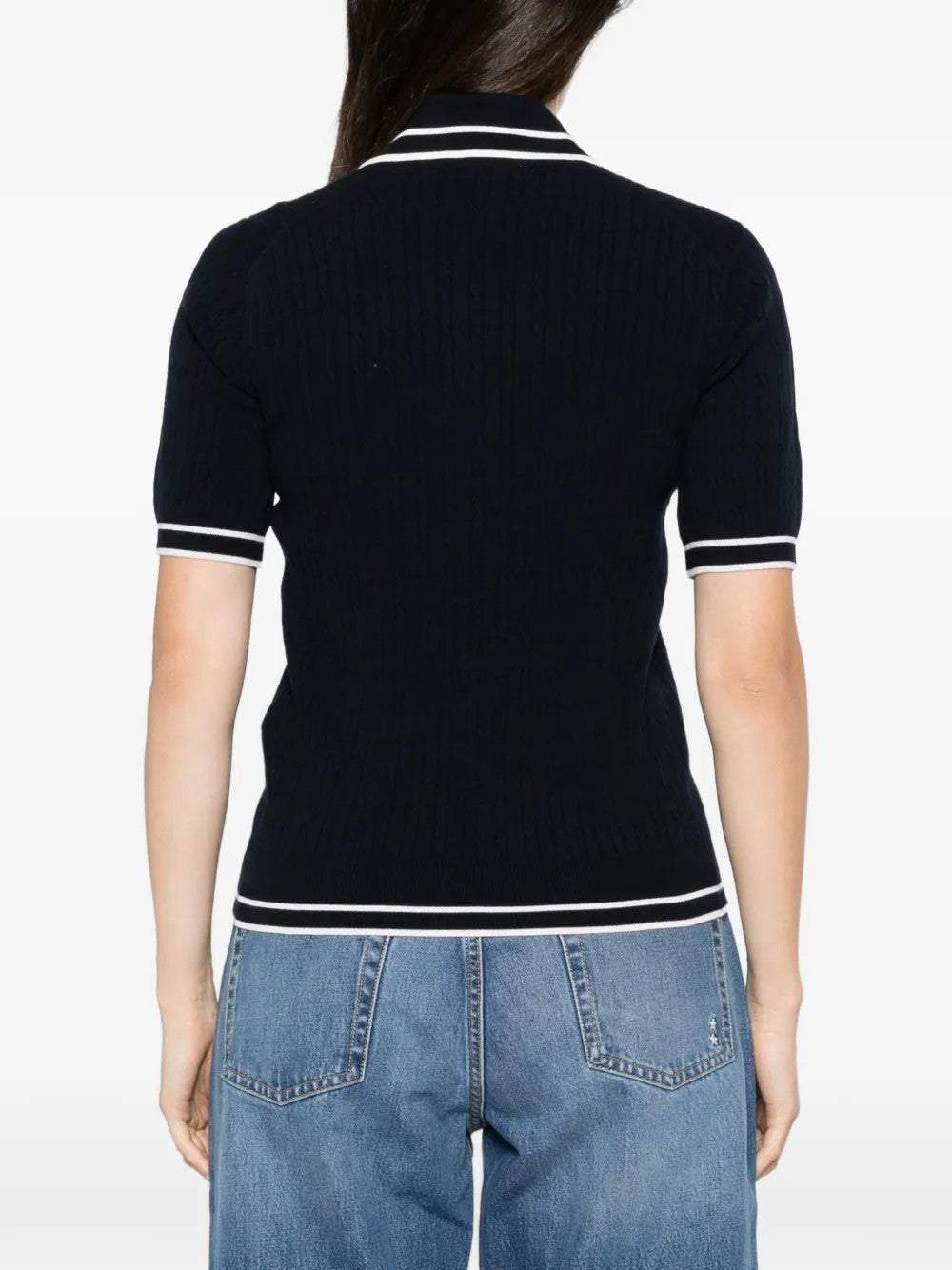 Navy t-shirt, full body view