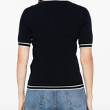 Navy t-shirt, full body view