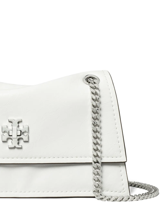Close up of white bags, showing texture of the nappa leather fabric