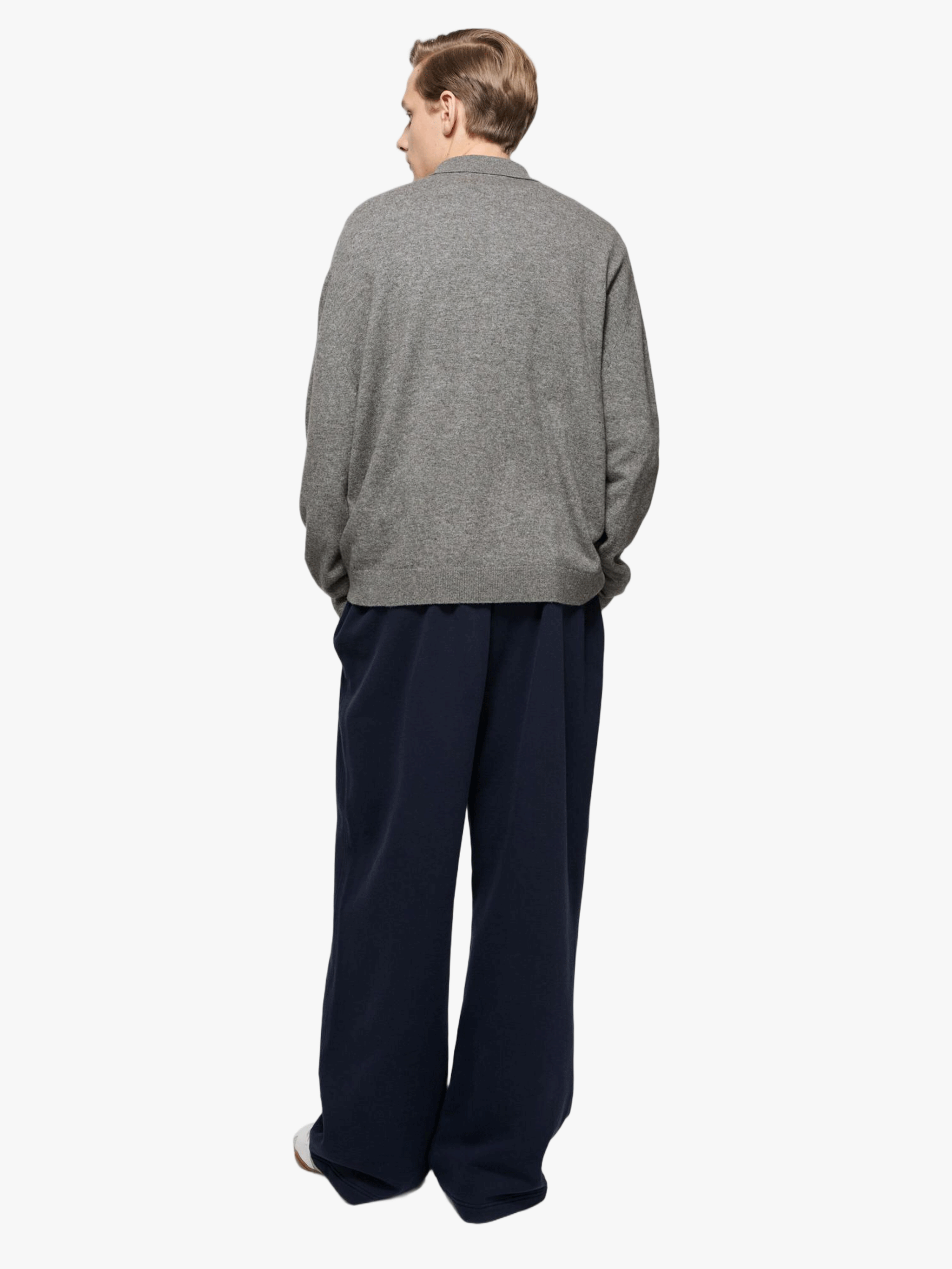 Grey knitwear, full body view