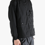 Black jackets worn by a person, showing the jackets fit