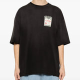 Black t-shirt worn by a person, showing the t-shirt's fit