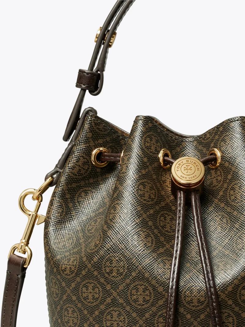 TORY BURCH - Women T Monogram Coated Canvas Mini Bucket Bag