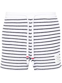 THOM BROWNE - Women Summer Striped Textured Shorts